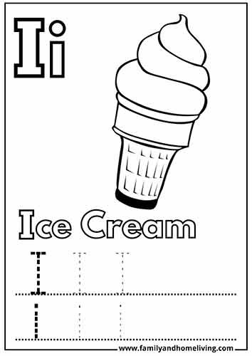 Ice Cream - I Letter Coloring Page