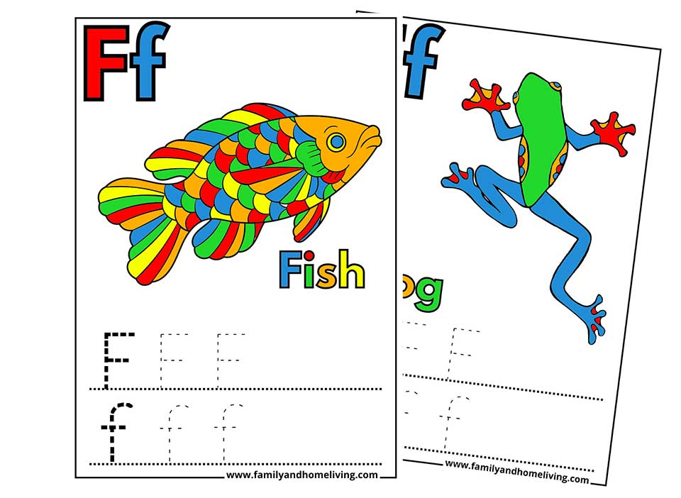 Letter F Coloring Pages and Worksheets