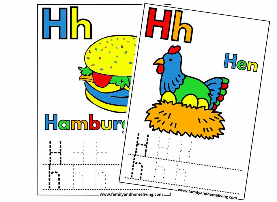 12 Coloring Pages for the Letter H (Printable PDF Bundle)
