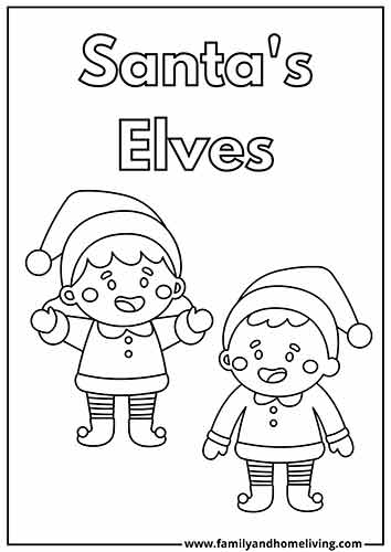 Christmas Elves Coloring Sheet