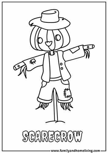 Scarecrow Halloween Coloring Page for Kids