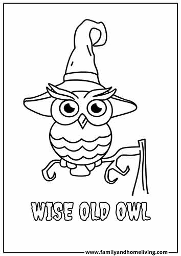 Wise Old Owl Printable Halloween Coloring Sheet