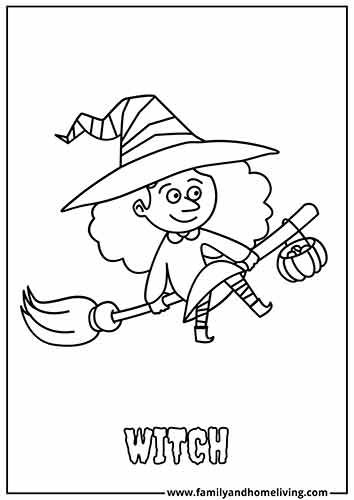 Witch Halloween Coloring Sheet for Kids
