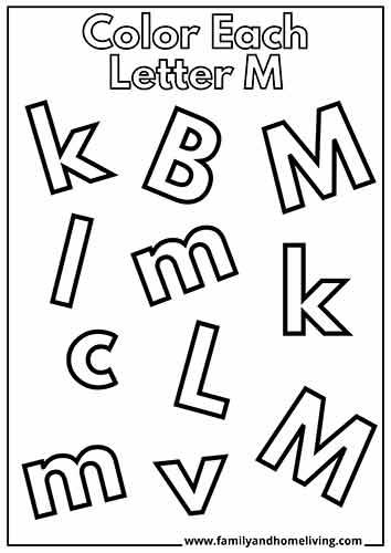 Find the Letter M Coloring Worksheet