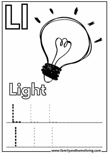 L is for Light - Coloring Picture for the Letter L