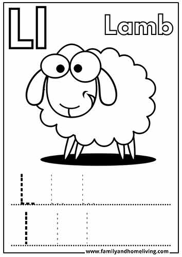 12 Letter L Printable Worksheets for Preschoolers (FREE PDF Download) 3 L is for Lamb - Letter L Coloring Page