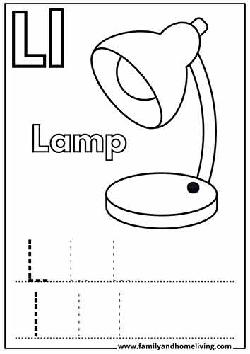 L is for Lamp - Coloring Page for the Letter L