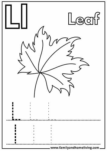 L is for Leaf - Coloring Picture for the Letter L
