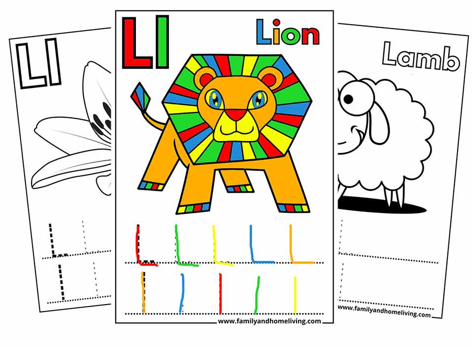 Letter L Coloring Pages and Worksheets for Preschoolers