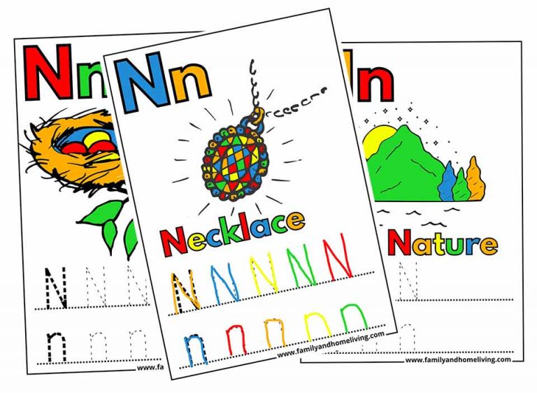 Letter N coloring Worksheets and Pages