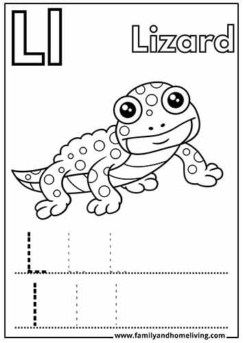 L is for Lizard - Letter L Worksheet for Preschoolers