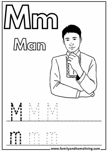 M Is For Man Coloring Worksheet