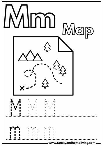 M is for Map Coloring Page