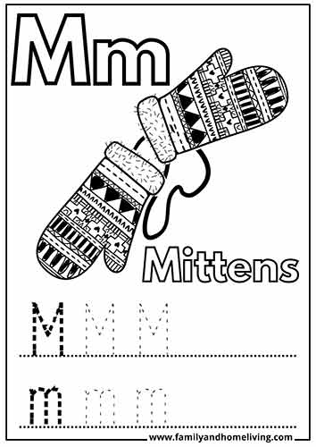 M is for Mittens Coloring Sheet
