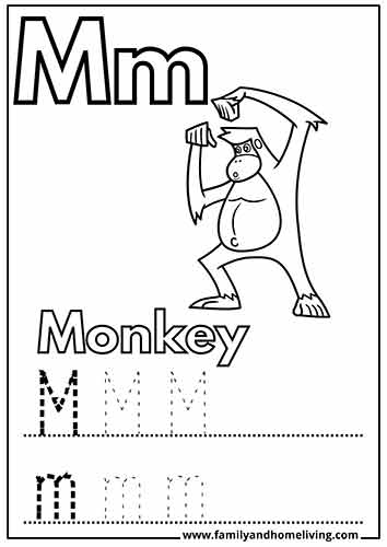 M is for Monkey - Letter M Coloring Sheet