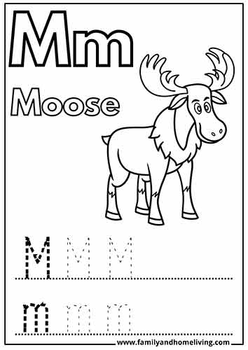 M is for Moose - Letter M Coloring Sheet