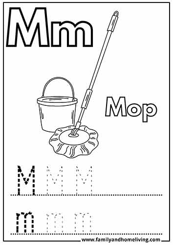 M is for Mop Coloring Sheet
