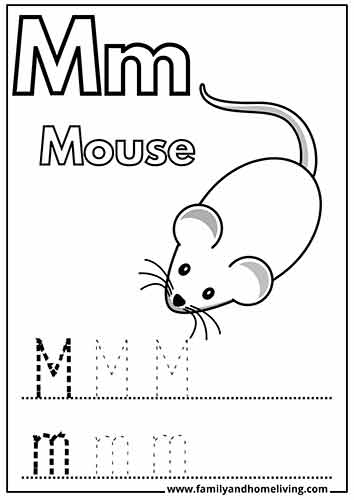 M is for Mouse - Letter M Coloring Worksheet