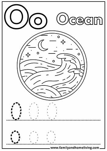 O is for ocean letter O coloring page