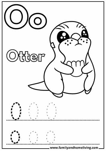O is for otter O-letter coloring page