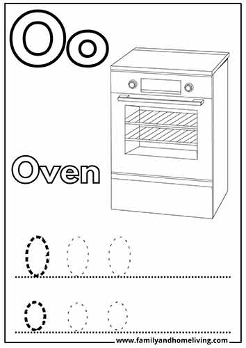 O is for oven coloring sheet