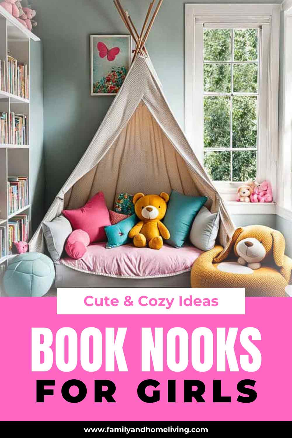 Book nooks for girls Pinterest pin