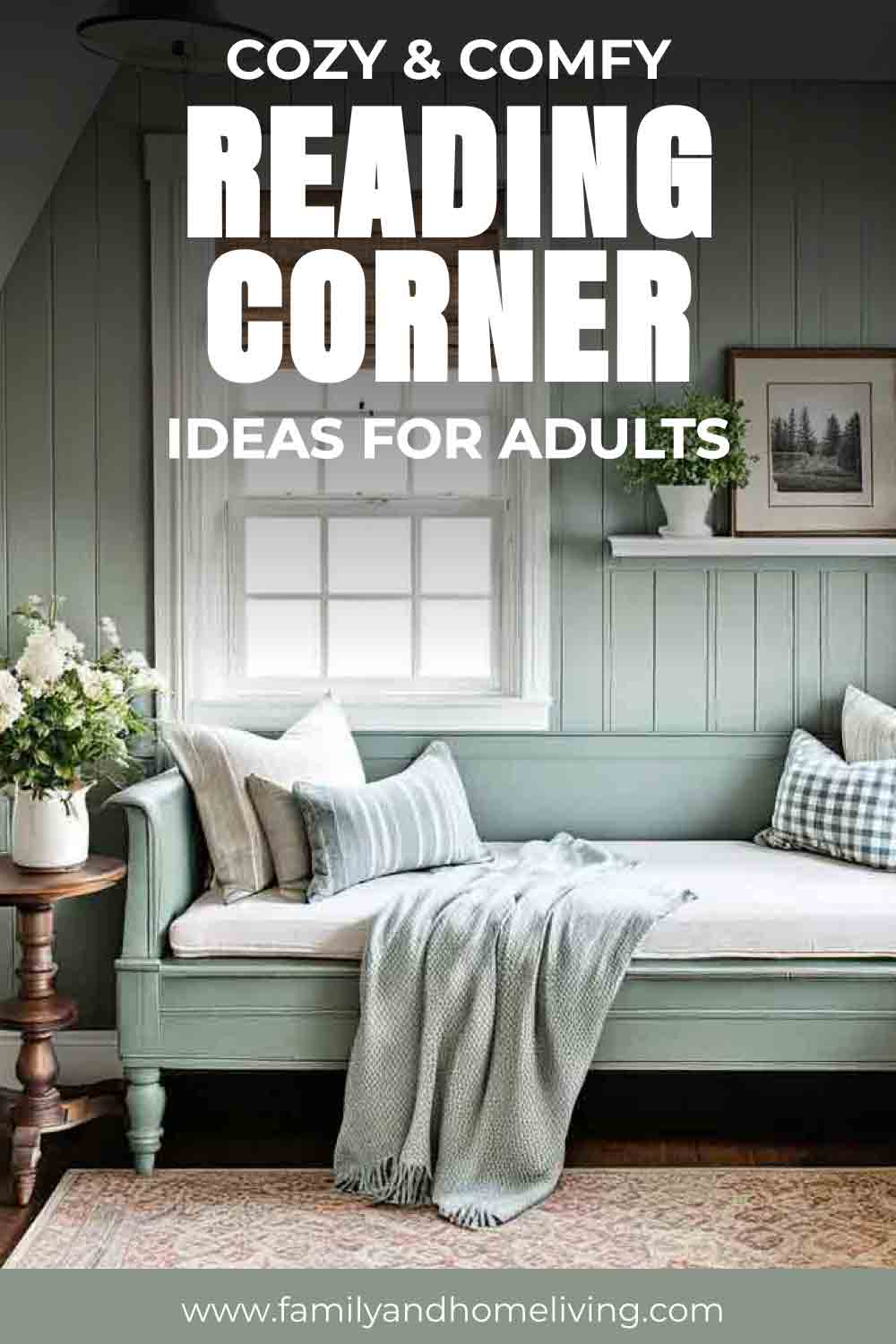 Book nook ideas for adults Pinterest pin