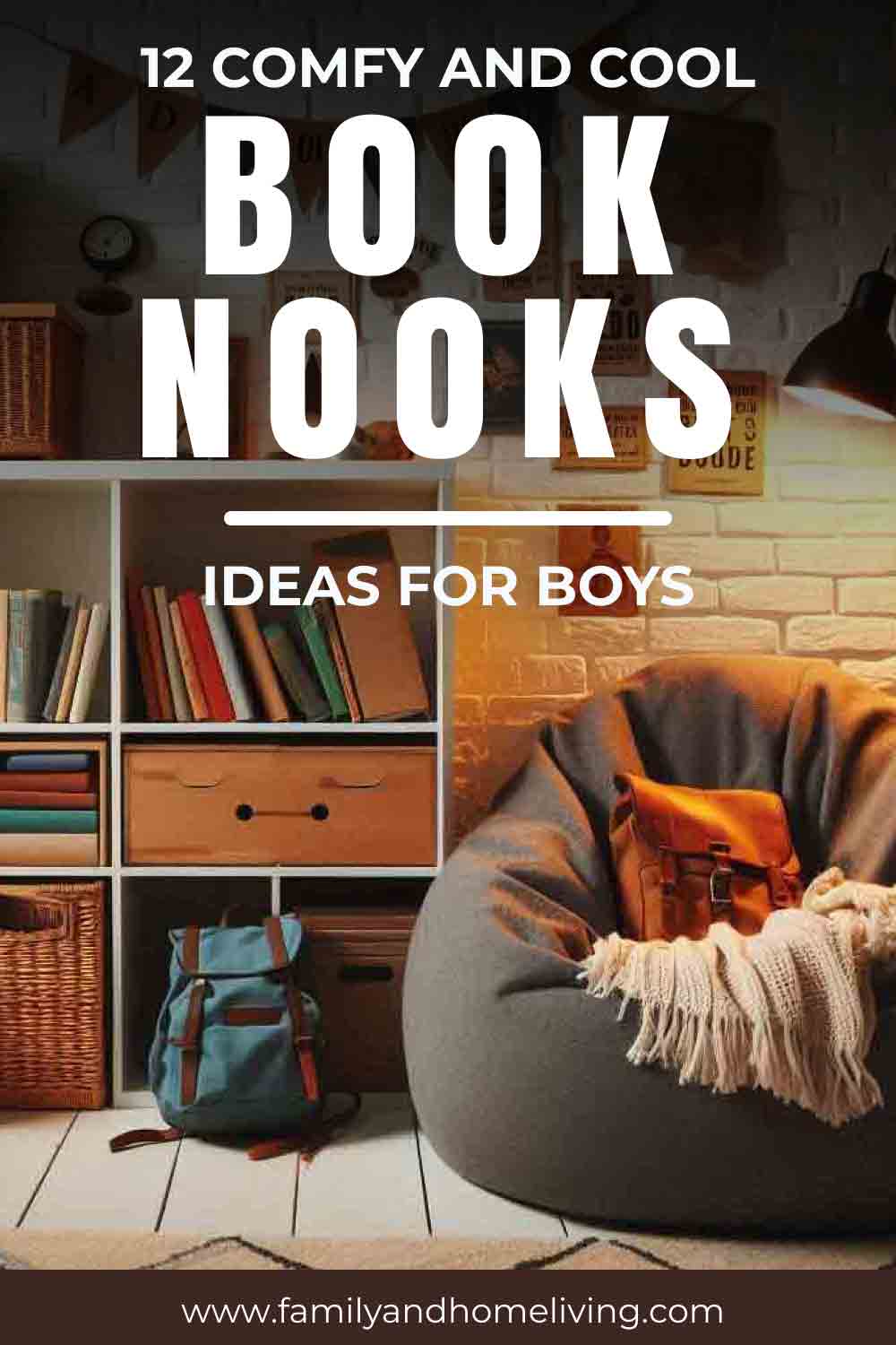 Boys reading corner ideas Pinterest pin
