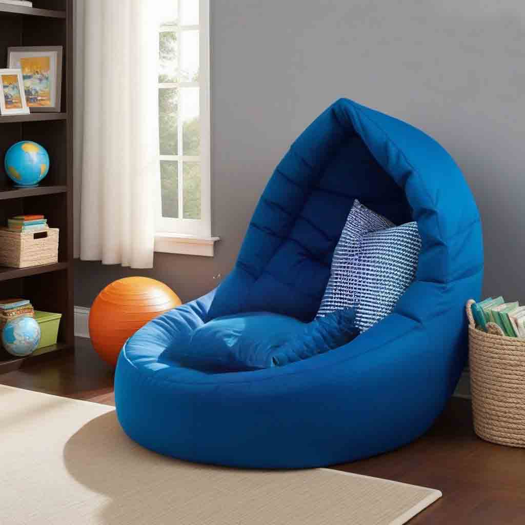 14 Cool Boys Reading Nook Ideas (For Todders through To Teens) 16 A blue bean bag reading cocoon