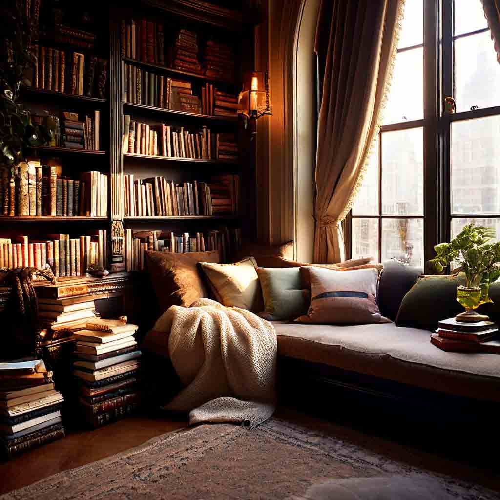 17+ Reading Corner Ideas For Adults: Cozy Ideas To Create Your Dream Space 15 reading corner with a dark academia aesthetic