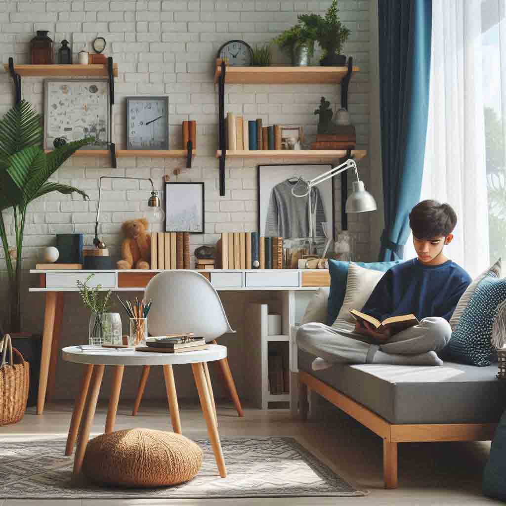 14 Cool Boys Reading Nook Ideas (For Todders through To Teens) 18 Teenage boy reading on a couch by the window