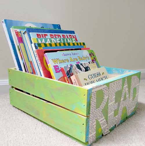 15+ DIY Kids Bookshelf Ideas (With Tutorials) 18 Easy DIY crate bookshelf for kids