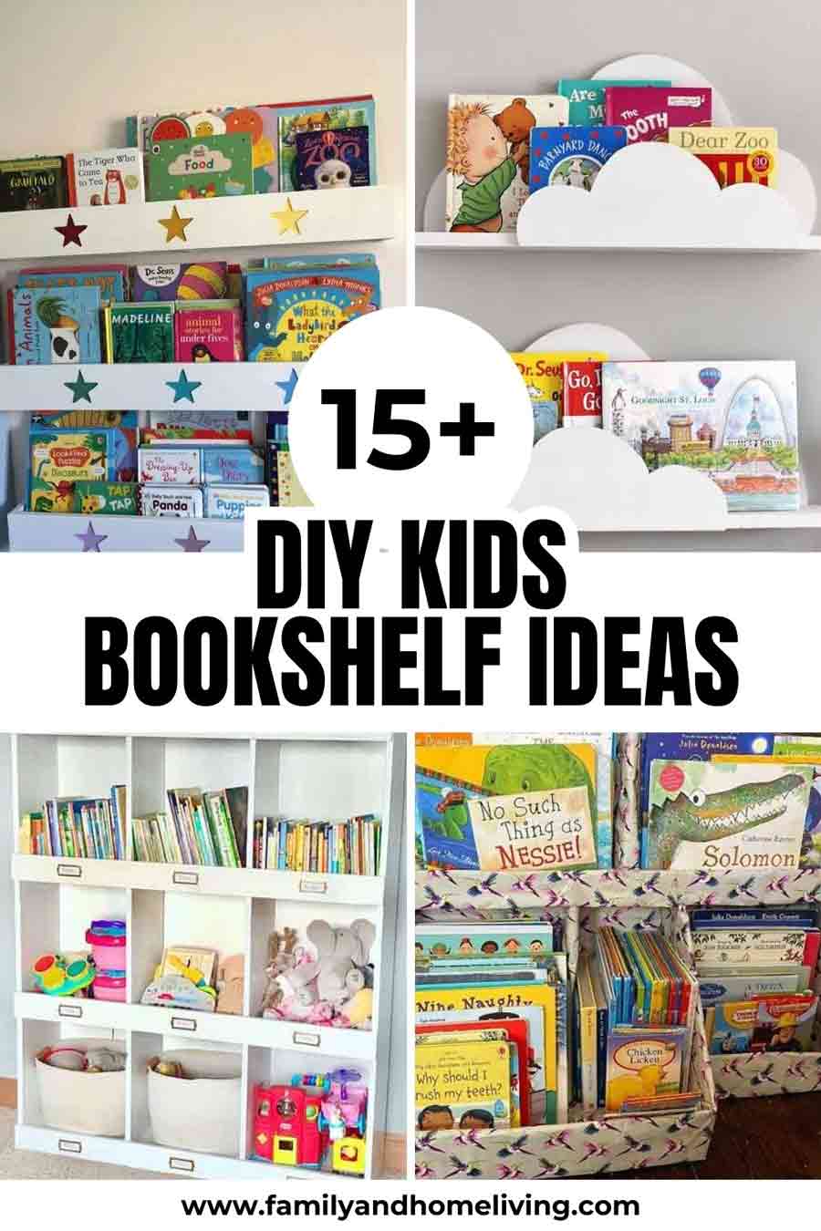 DIY Kids bookshelf tutorials Pinterest pin