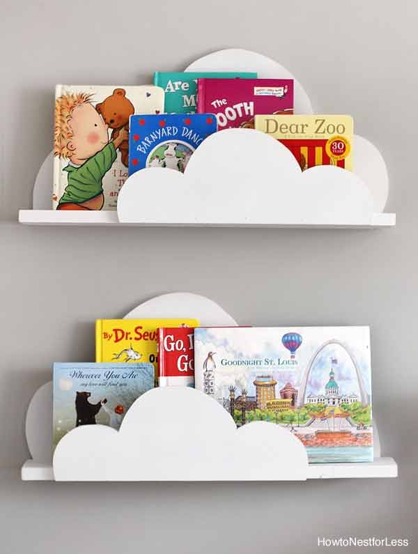 15+ DIY Kids Bookshelf Ideas (With Tutorials) 4 Cloud bookshelf for kids
