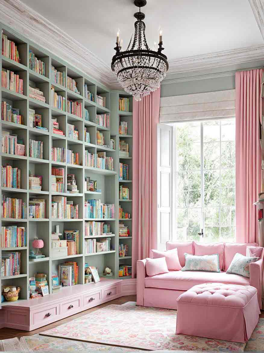 Shabby chic library for girls