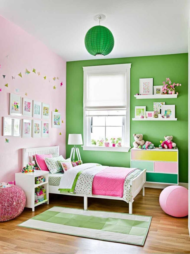 41+ Gorgeously Green Bedroom Ideas For Girls 16 Pink and green girls bedroom idea