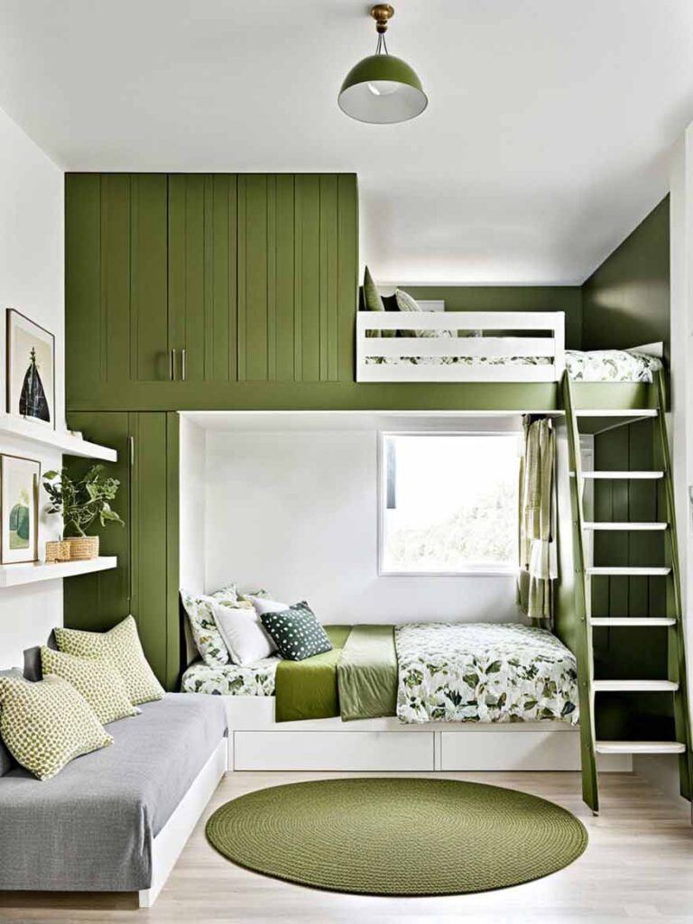 41+ Gorgeously Green Bedroom Ideas For Girls 11 Girls bedroom with olive green color scheme