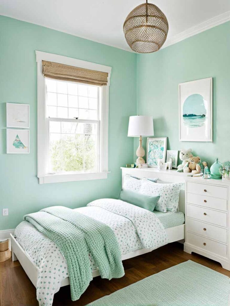41+ Gorgeously Green Bedroom Ideas For Girls 31 Seafoam green bedroom for teen girls