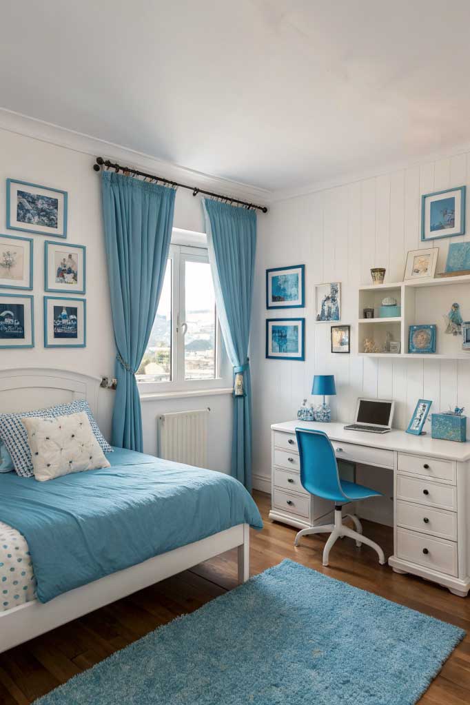 15+ Blue Bedroom Ideas for Girls That Prove Blue Isn't Just for Boys 6 teal blue and white girls bedroom