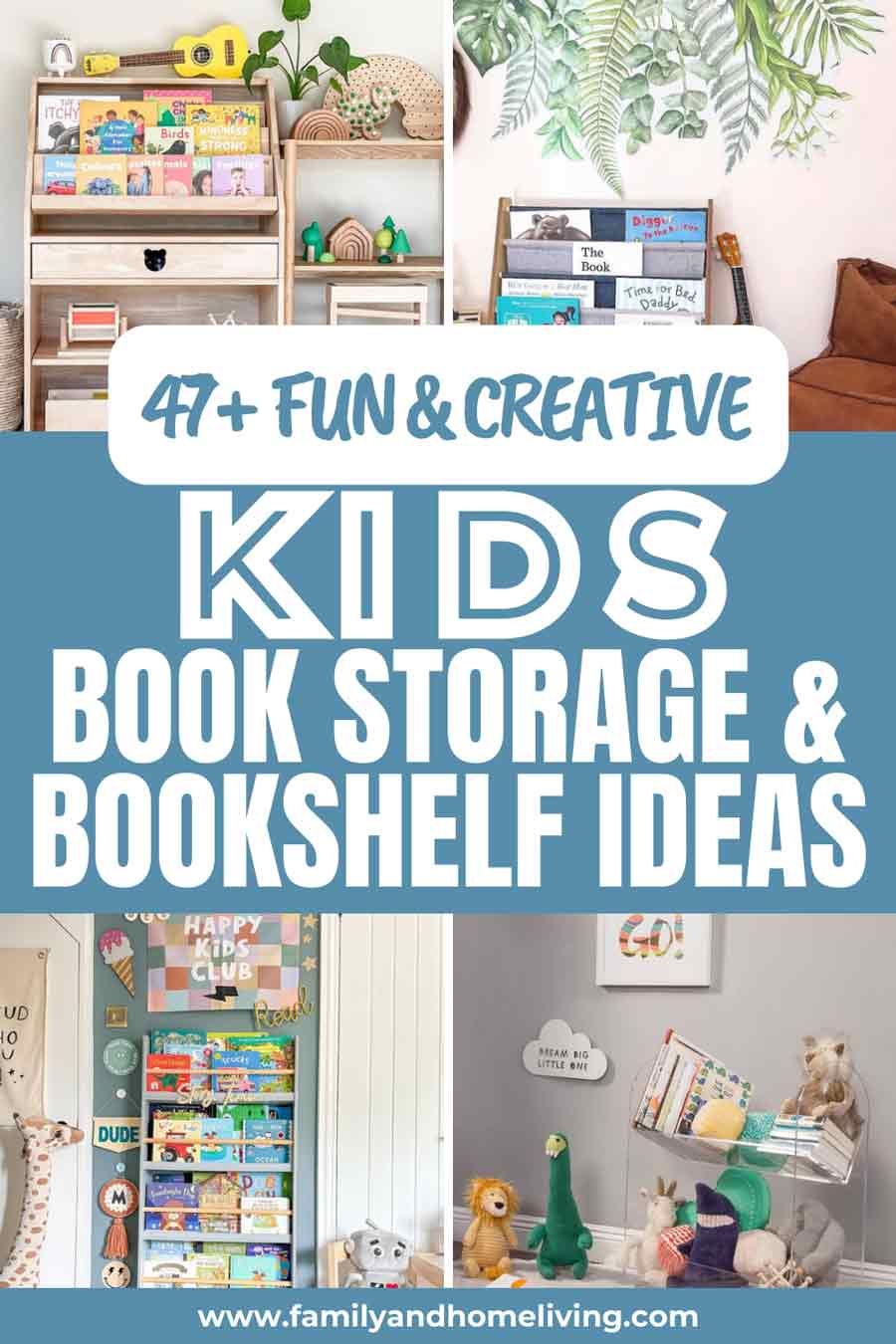 Bookshelf ideas for kids Pinterest pin