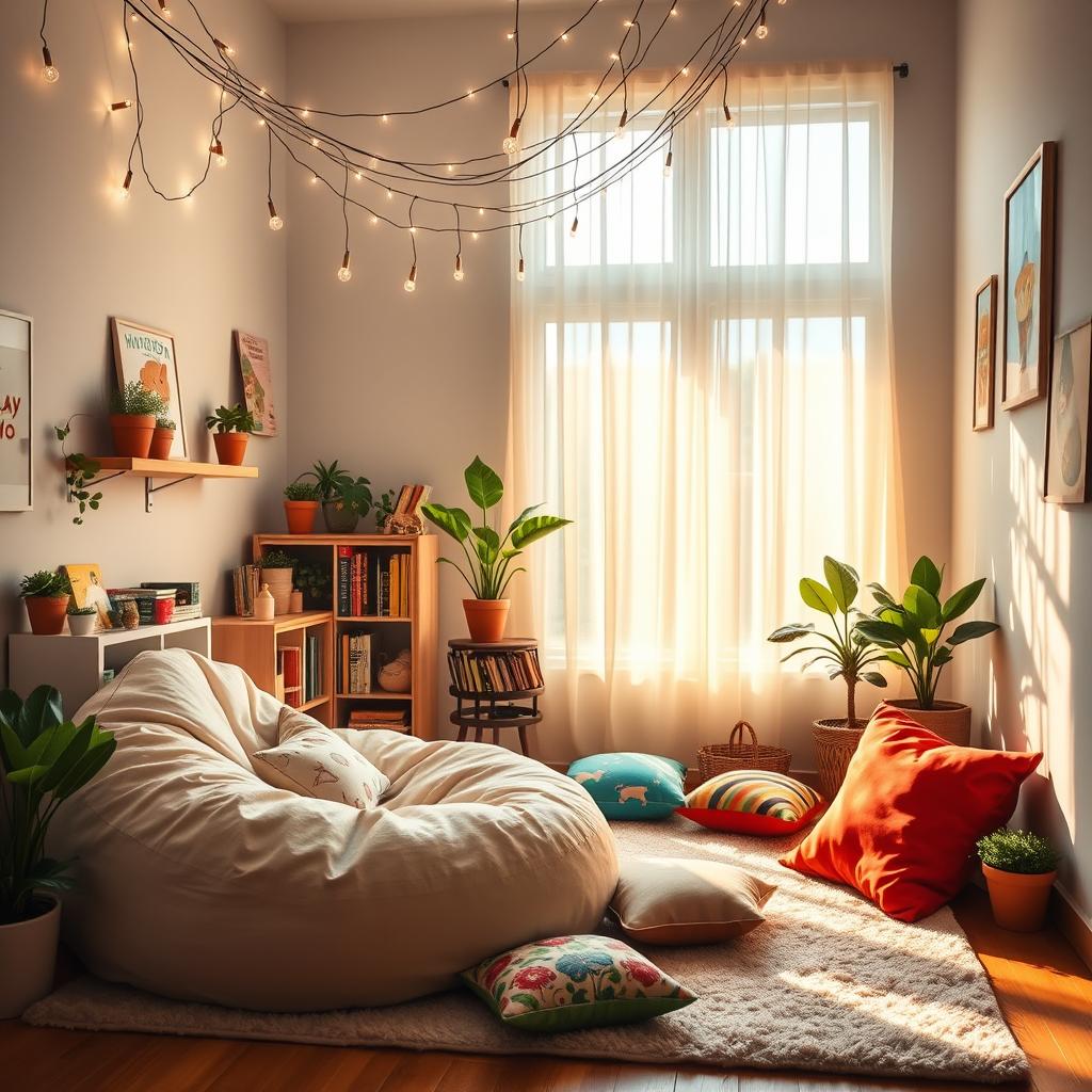 How To Create & Decorate A Reading Corner For Your Kids 3 A giant bean bag chair