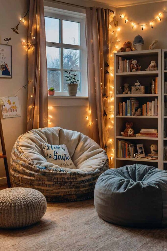 14 Cool Boys Reading Nook Ideas (For Todders through To Teens) 10 Reading corner with fairy lights
